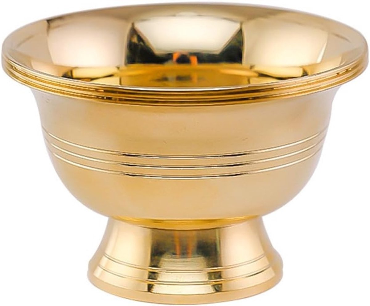 Kandelaar voor Pilaren met Tibetaanse Ghee, Metalen Boeddhistische Watercup, Koper en Glas Ghee Lamp Houder voor Sfeervolle Verlichting
