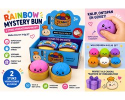 Dumpling Squishy Mystery Bun – Lot de 2 pièces – Jouet Squishy Kawaii – Balle anti-stress et jouet Fidget – Couleurs surprises pour enfants