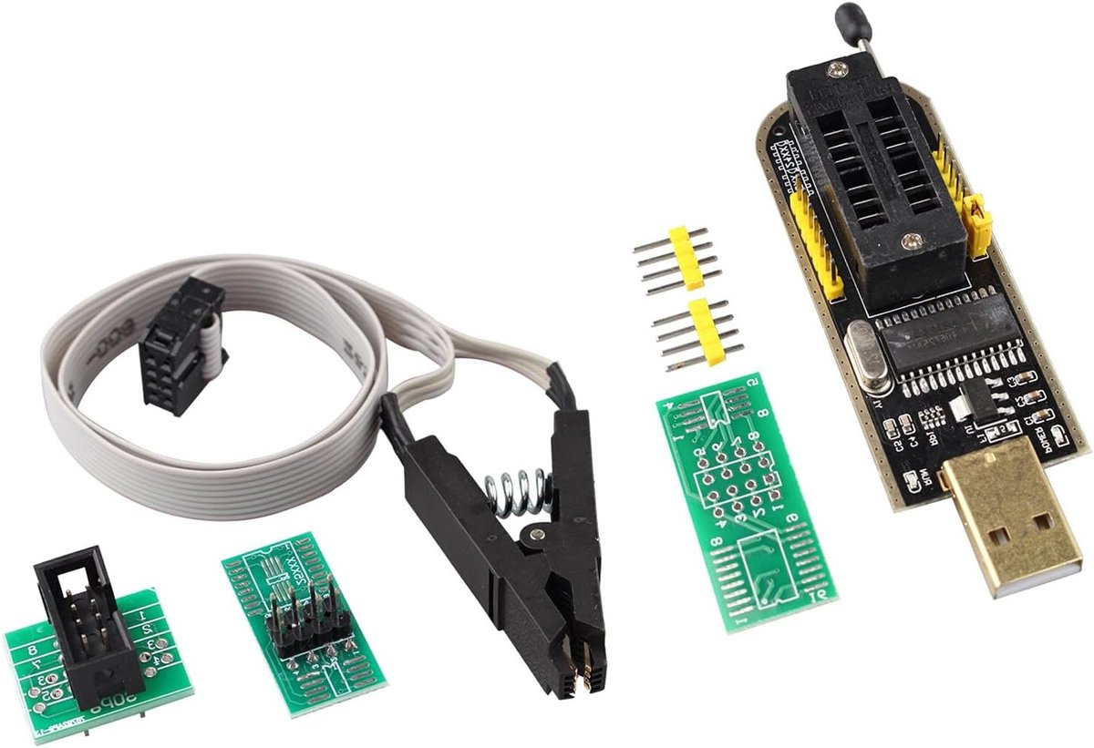 Testclip voor EEPROM 25CXX-24CXX + CH341A USB Programmer voor Flash en BIOS Geheugen