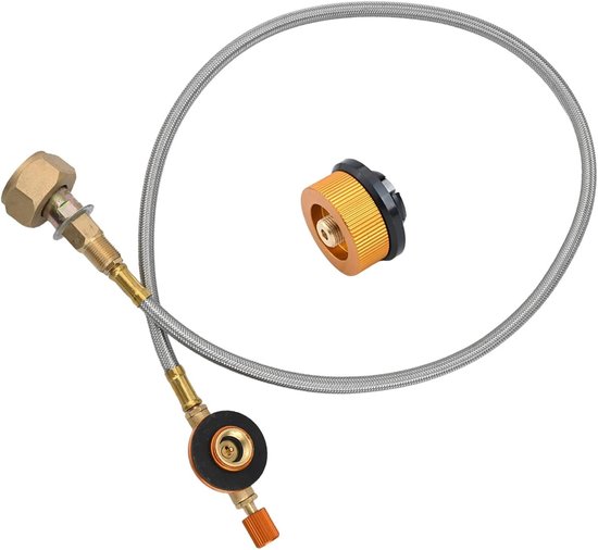 Gas Tank Adapter - Propaan Fles Slang - Snel Bijvullen - Massief Koper - 60cm Lengte - Zilver — afbeelding 5