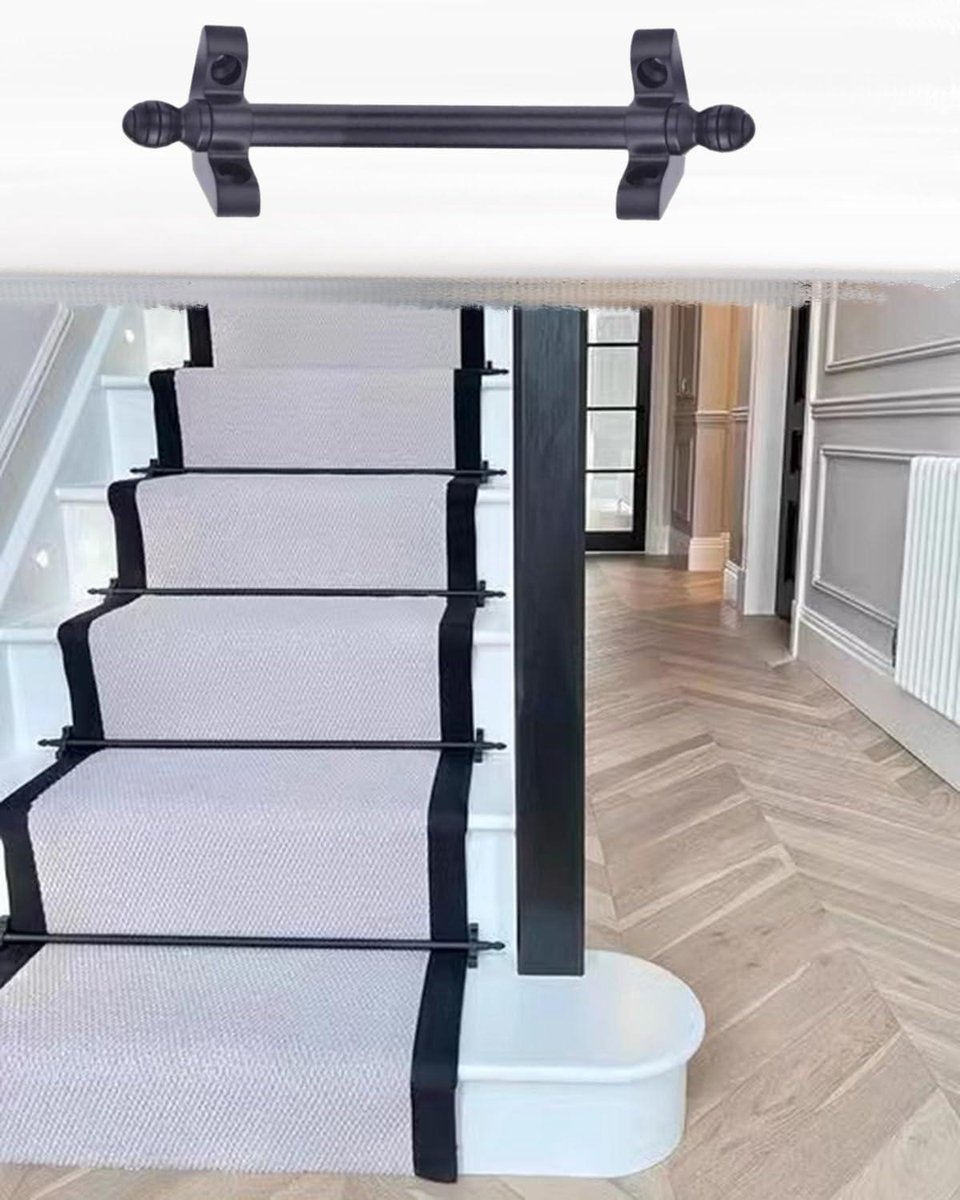 Traptreden Stang - Trap Decoratie - Trap Renoveren - Gepolijst Messing - 85 cm - Zwart