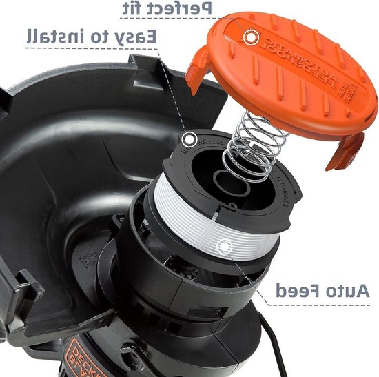 Grastrimmer elektrisch - grasschaar - Geschik voor Black & Decker GL4525, GL5028, GLC1423L, GLC1825L grastrimmer - voor trimmer met diameter van 1,6 mm - bevat 4 trimmerspoelen - 2 beschermkap - 2 veren — afbeelding 4