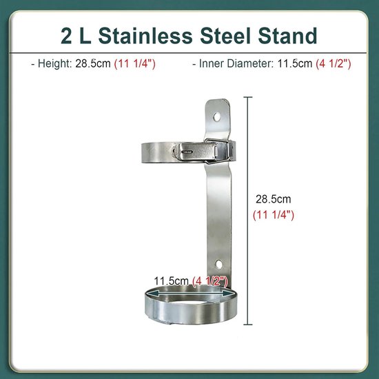 Fleshouder Set - Gasfles Organizer - Flessen Veilig Opbergen - Robuust Roestvrij Staal - 3 Stuks - Zilver — afbeelding 2