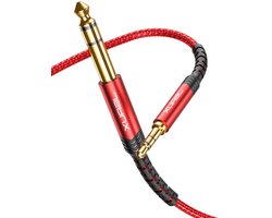 3.5mm naar 6.35mm Kabel 1.2m, Nylon Gevlochten Aux Audio Stereo Kabel voor iPod, Laptop en Gitaar Speakers