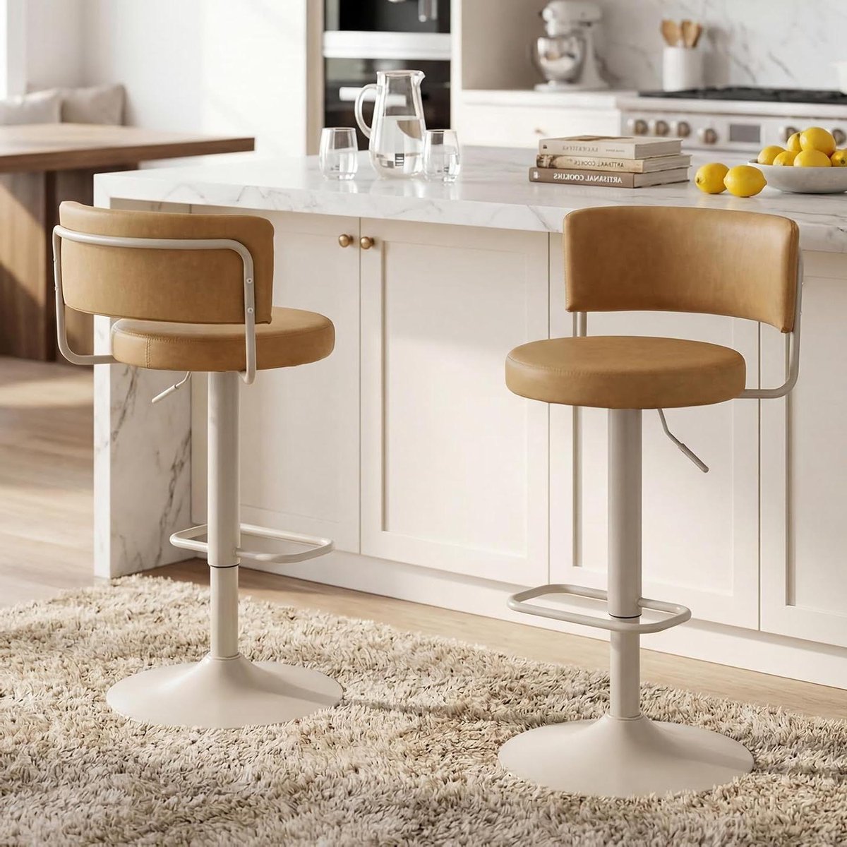 Barkrukken Set - Keukenstoelen - Keuken inrichten - In hoogte verstelbaar - 2 stuks - Bruin