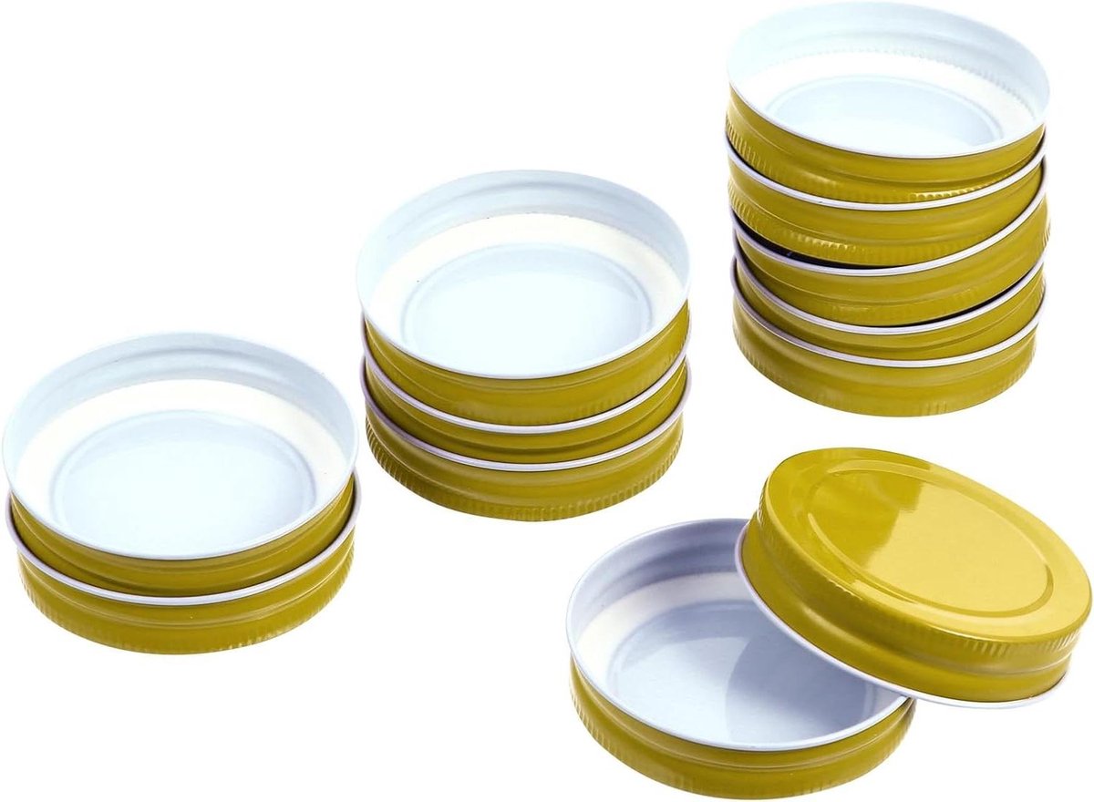 Metalen Potdeksels - Lekvrije Sluitingen - Potten Afsluiten - Met Ring - 12 Stuks - Goud