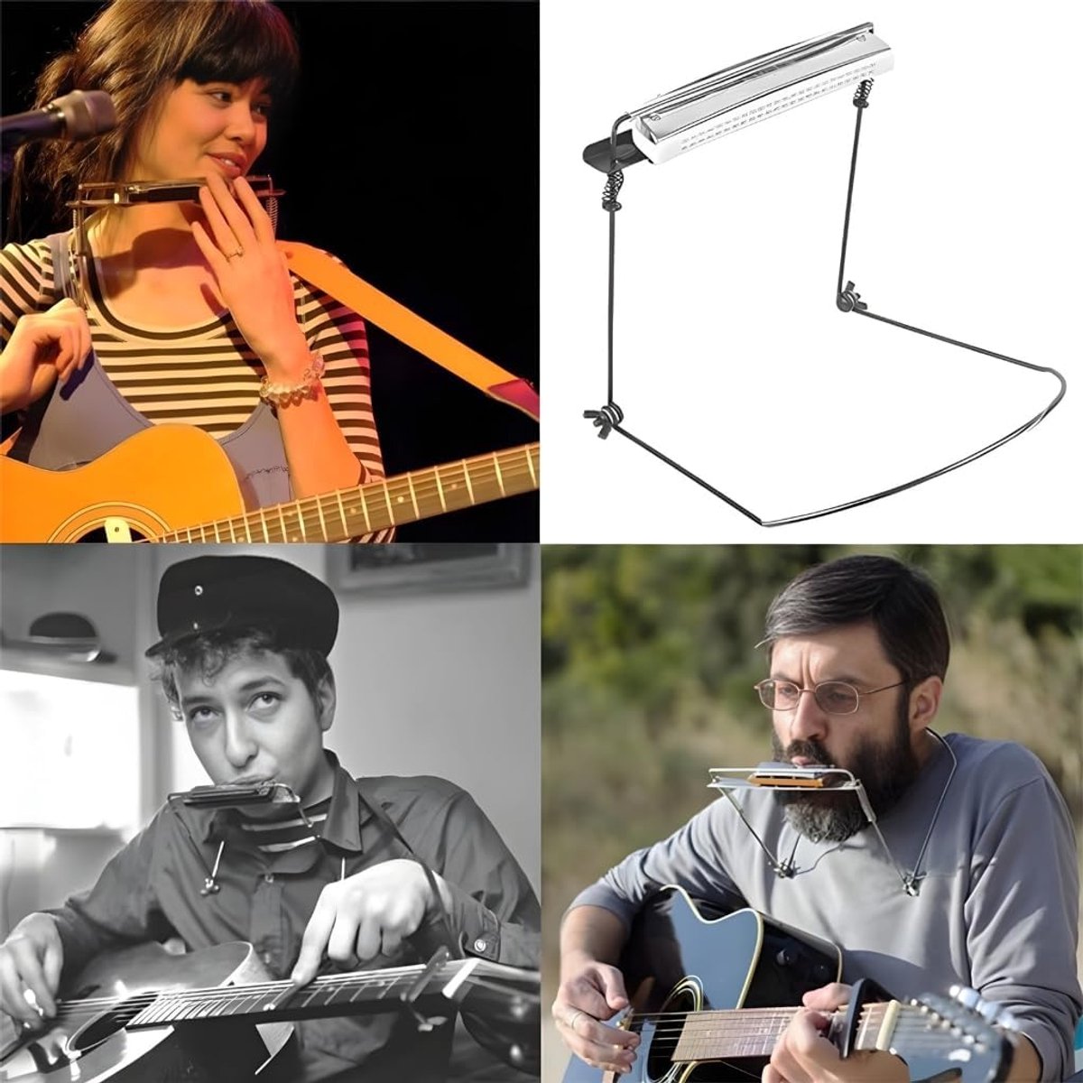 Mondharmonica Houder - Nek Mount - Muziek Maken - Verstelbaar Ontwerp - 24 Gaten - Metaal