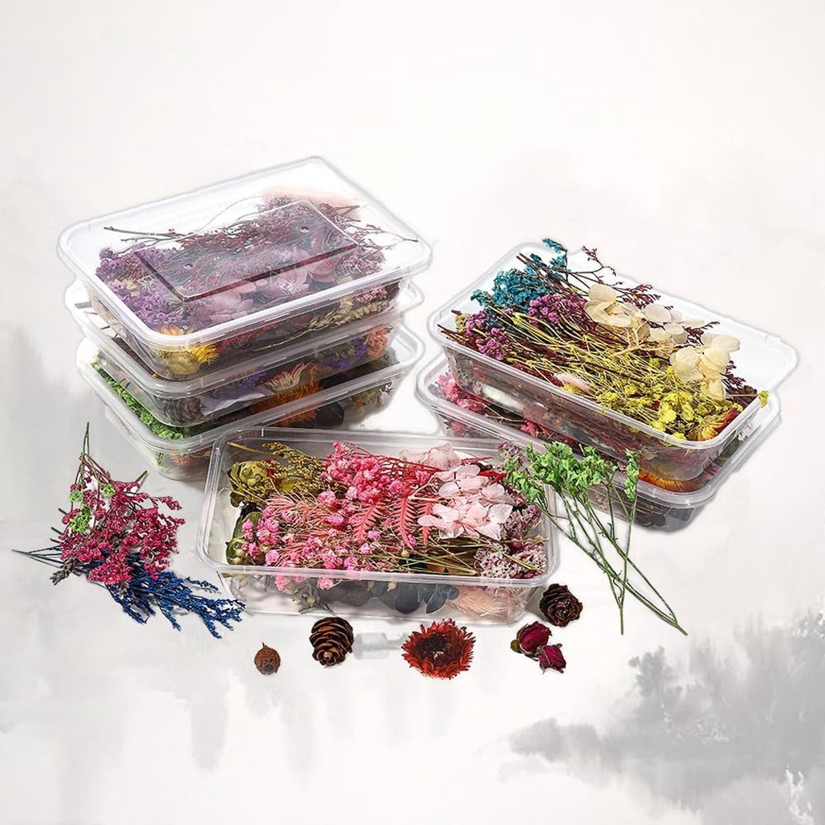 2 Boxes Natural Dried Pressed Flowers, Real Pressed Dried Flowers, Resin Pressed Dried Flowers for DIY Resin Jewelry Making, Art Stickers (Random Color)