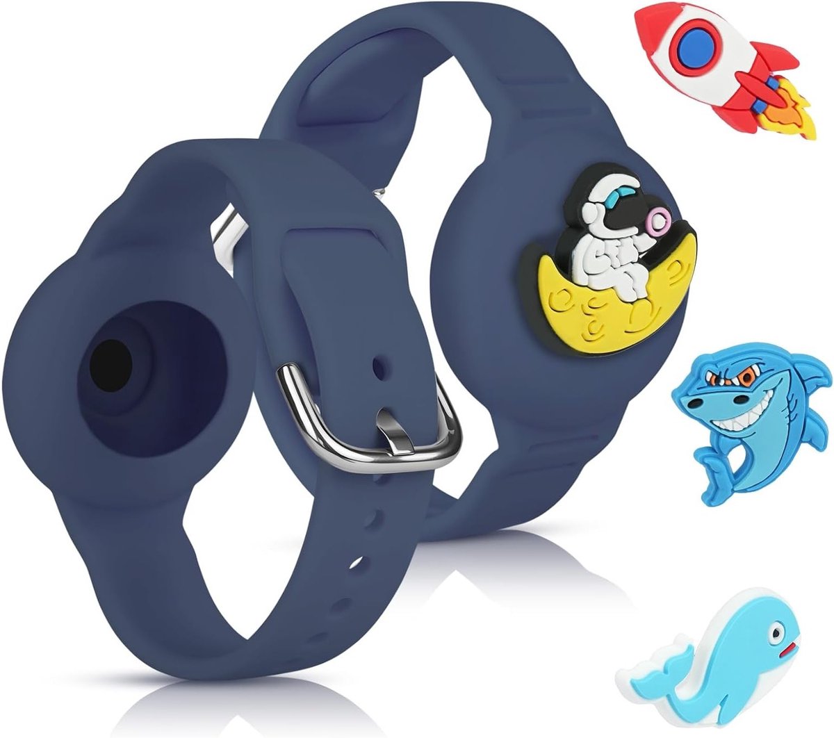 Waterdichte Armband voor Kinderen met Verborgen Houder voor Apple AirTag, Silicone Anti-Verlies GPS Tracking, Verstelbare Toddler Case met Vier Patroons