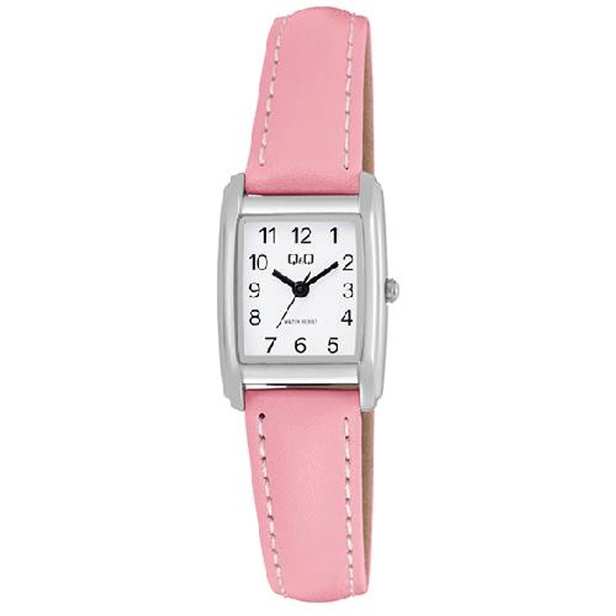 QQ-dameshorloge-roze-model q44c-007-rechthoekig 28x20 mm-3 atm waterdicht-duidelijke wijzerplaat