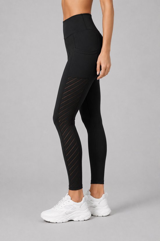SparkNine Novawave sportlegging dames - squatproof - ademend - met zakken - S - zwart - mesh panelen - elastisch & stijvol — afbeelding 2