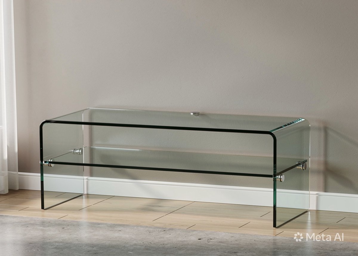 TV Meubel Glas 140 cm Transparant – Modern Design TV Kast van Gehard Glas – Furnitureland