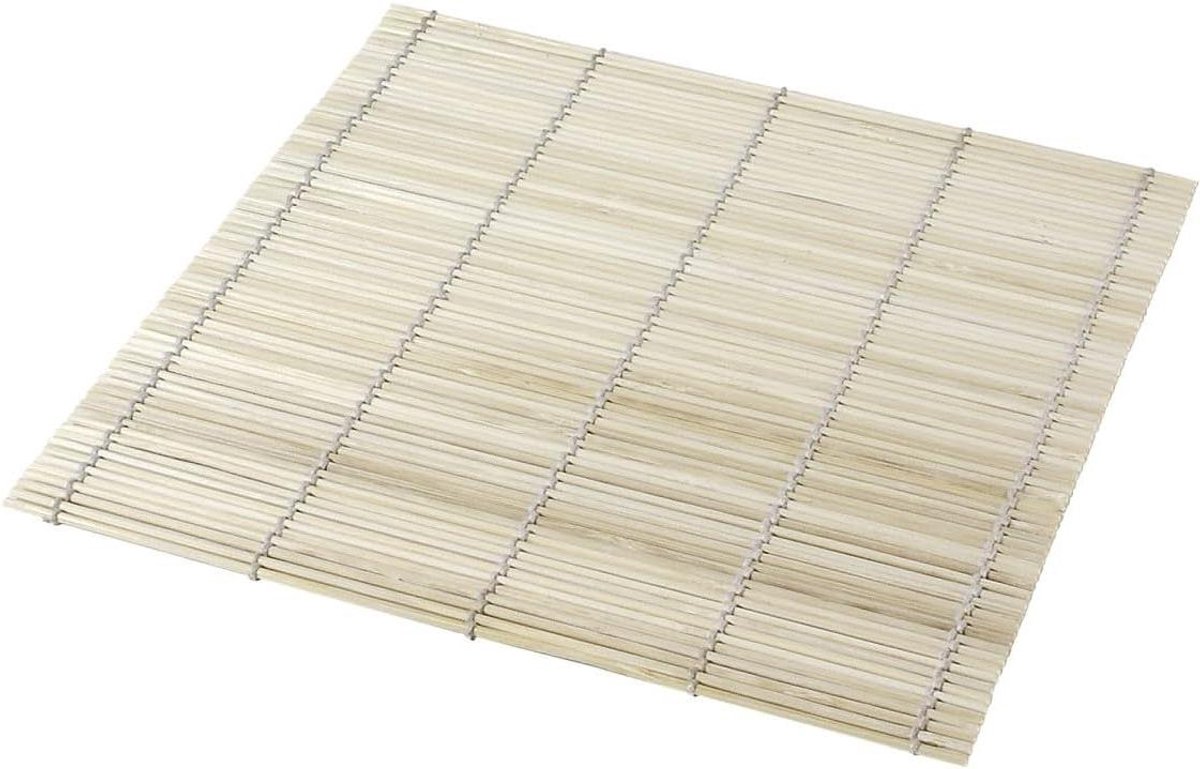 Sushi Mat - Rijstrol Mat - Sushi Maken - Natuurlijk Bamboe - 23 x 24 cm - Houtkleur