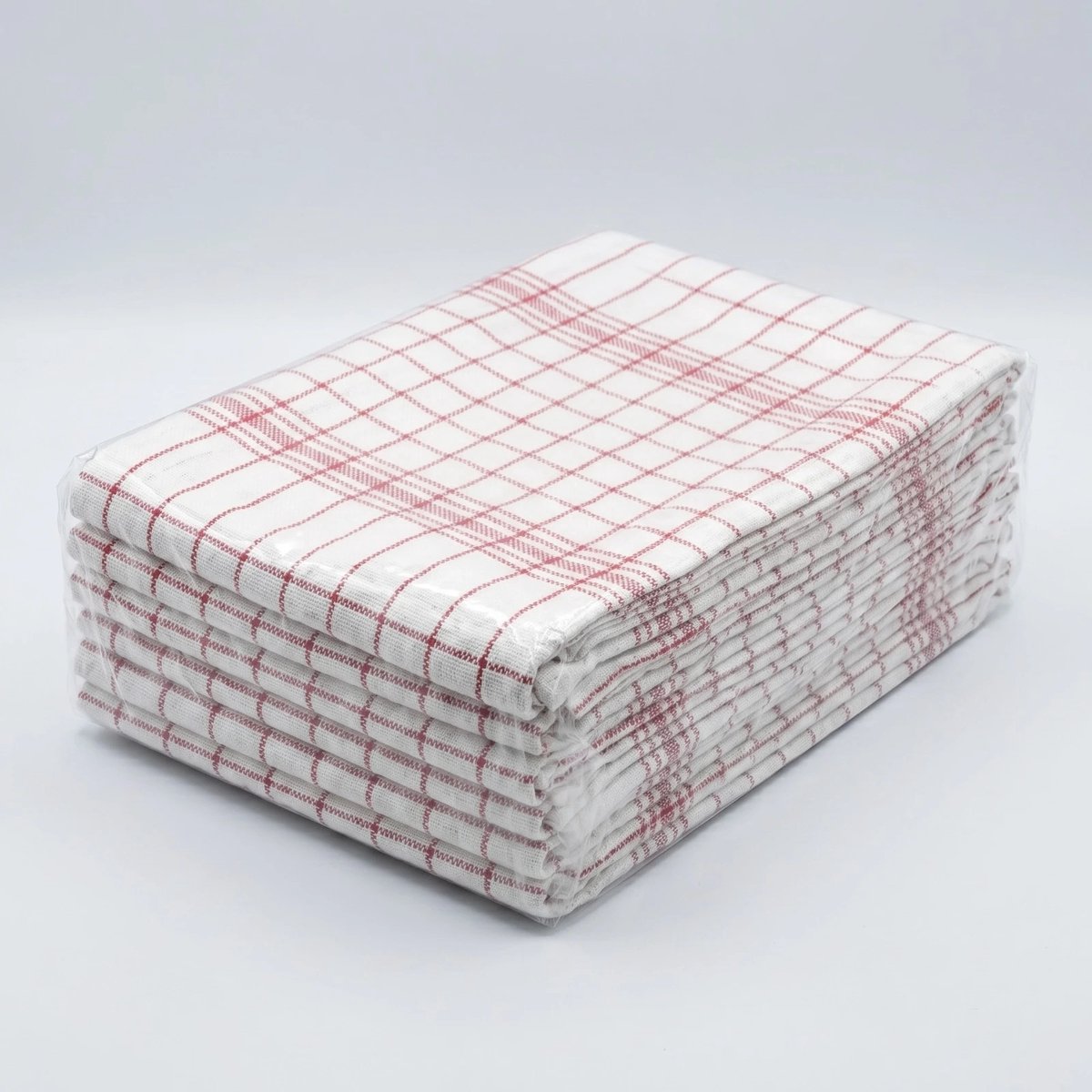 Horeca Theedoeken 12 Stuks – 100% Katoen – Rood-Witte Ruit – 60 x 63 cm