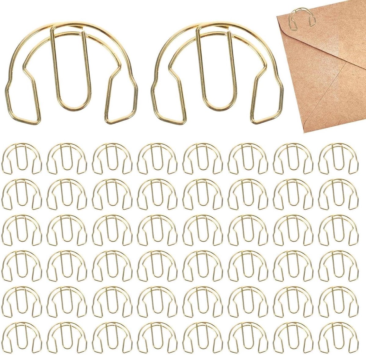 Paperclips Koptelefoonvorm - Metalen Clips - Documenten Organiseren - Creatief Ontwerp - 50 Stuks - Goud