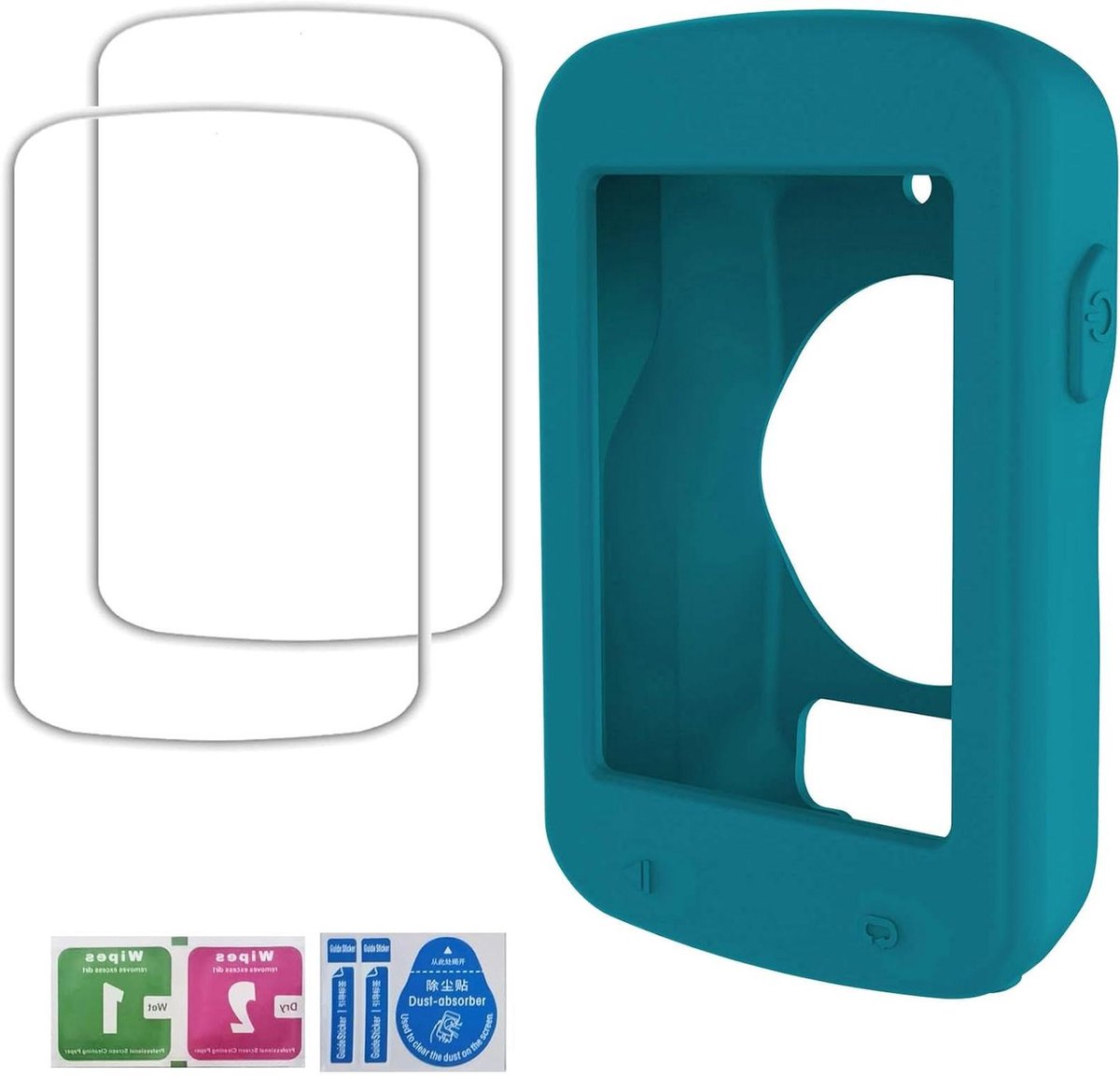 Beschermhoes en Screenprotector - Fietscomputer Accessoires - Fietsen Beschermen - Schokabsorberend Siliconen - Pack van 2+1 - Groen
