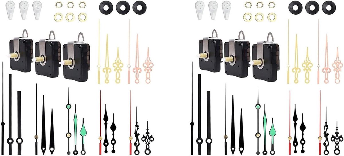 Klok Handen Motor - Uurwerk Set - Klok Reparatie - Stille Sweep Beweging - 20mm Schacht - Zwart