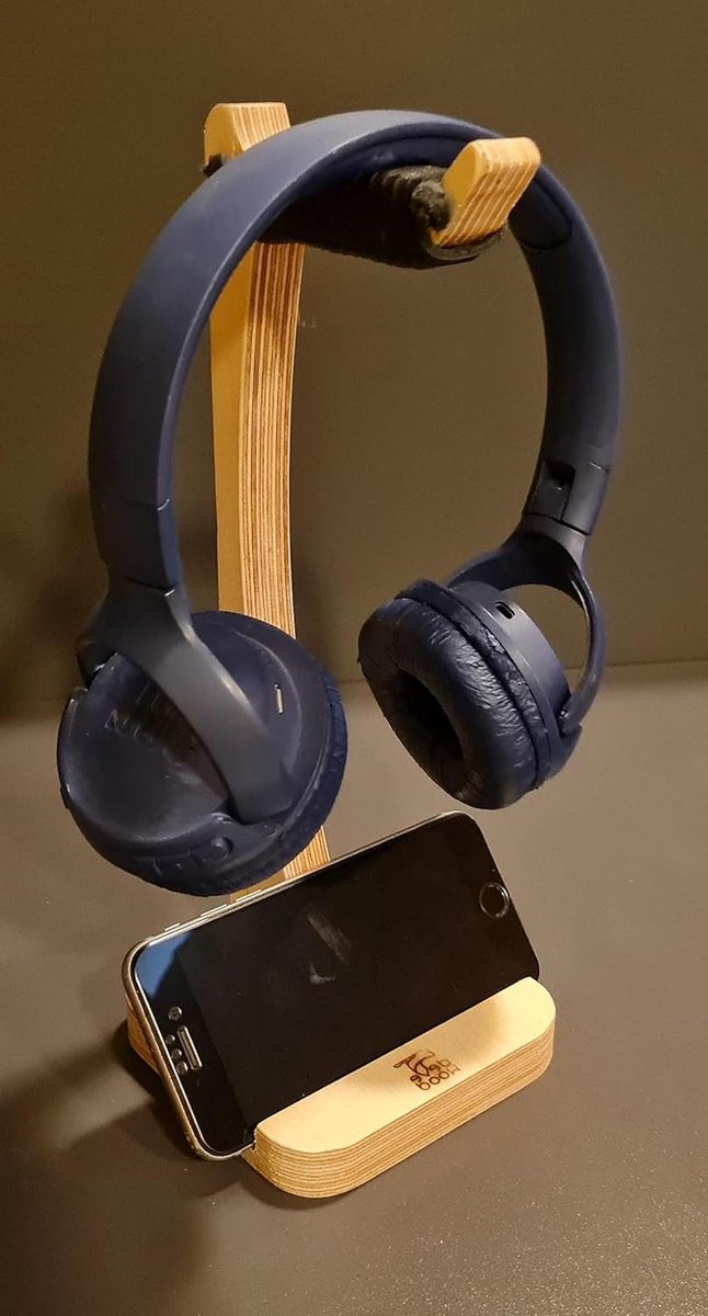 Universal Headphone Stand with Leather Rope Strip