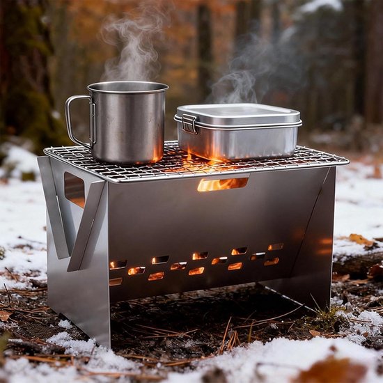 Opvouwbaar Kooktoestel - Draagbare Grill - Outdoor Koken - Kantelbestendige Basis - 48 x 181 x 48 mm - Zilver — afbeelding 4