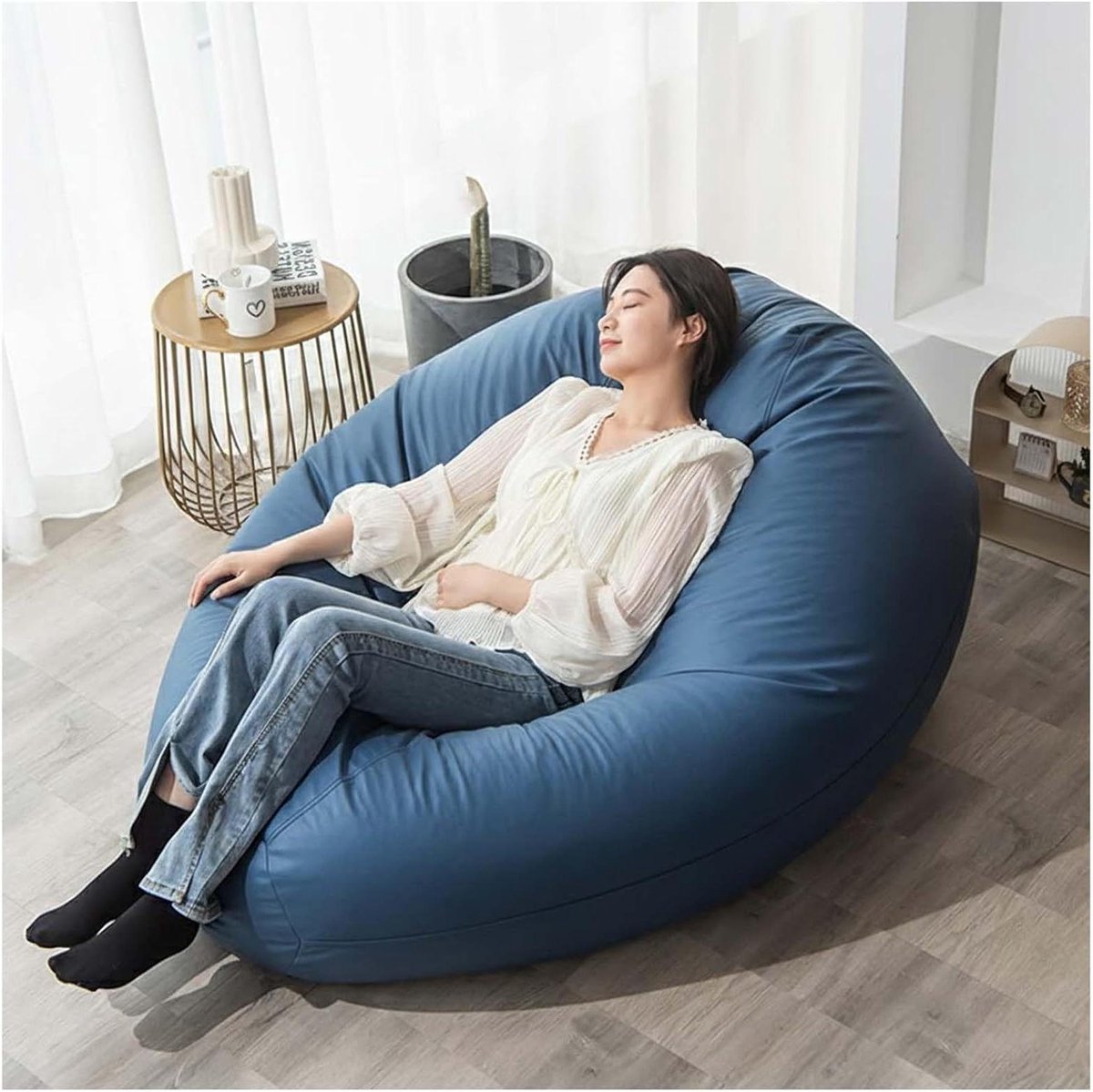 Zitzakstoel - Luie bank - Ontspannen Zitten - Afneembare hoes - 90x120cm - Donkerblauw