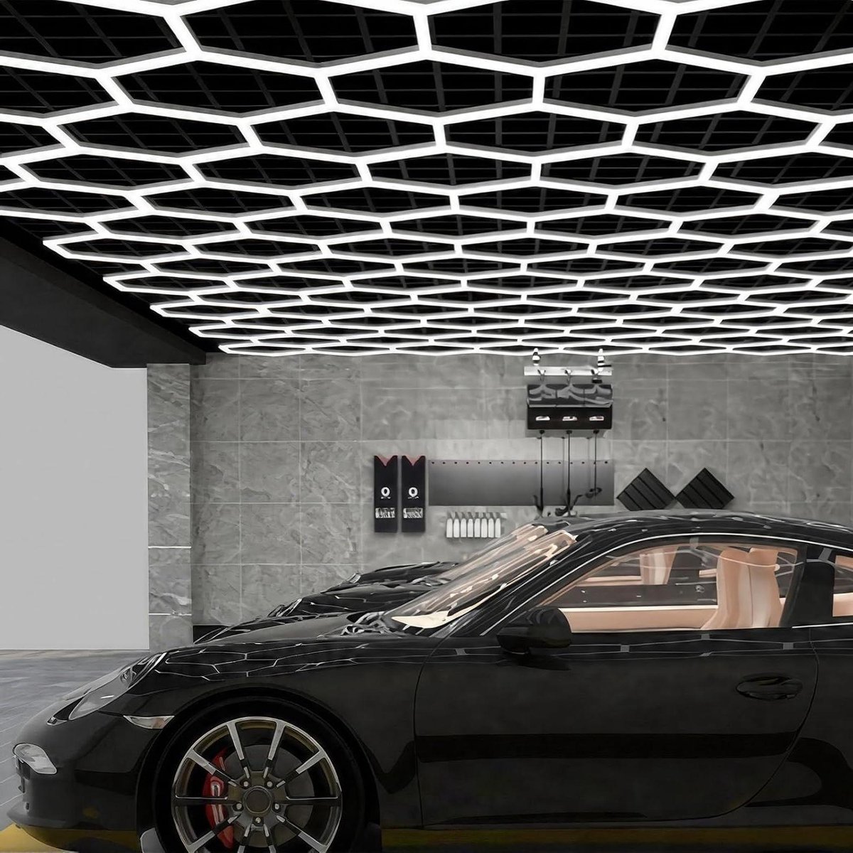Hexagon LED Garage Verlichting - Honingraat Lampen - Werkruimte Verlichten - Hoge Helderheid Energie Efficiënt - 5 Hex - Wit
