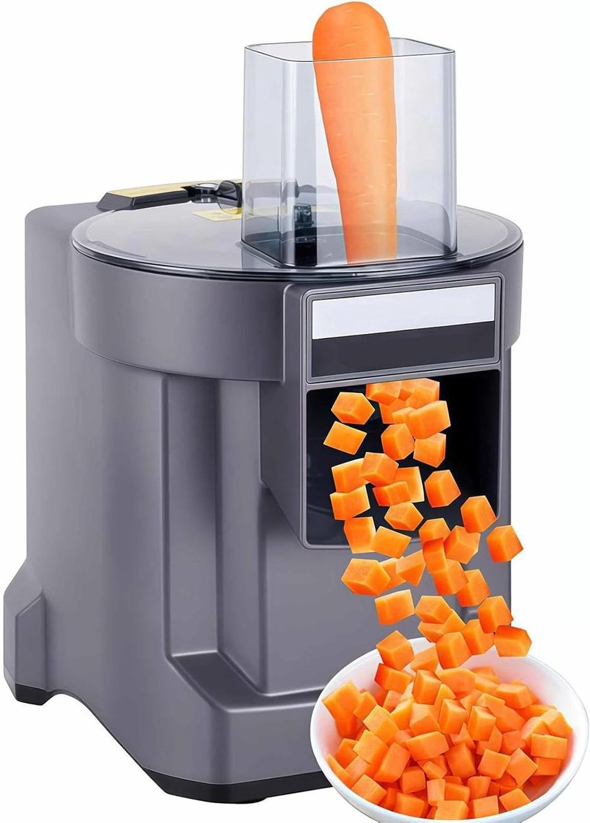Elektrische Keukenmachine - Groentehakker Snijder - Snel Ingrediënten Bereiden - One-Touch Bediening - 20x25x30 cm - Zilver