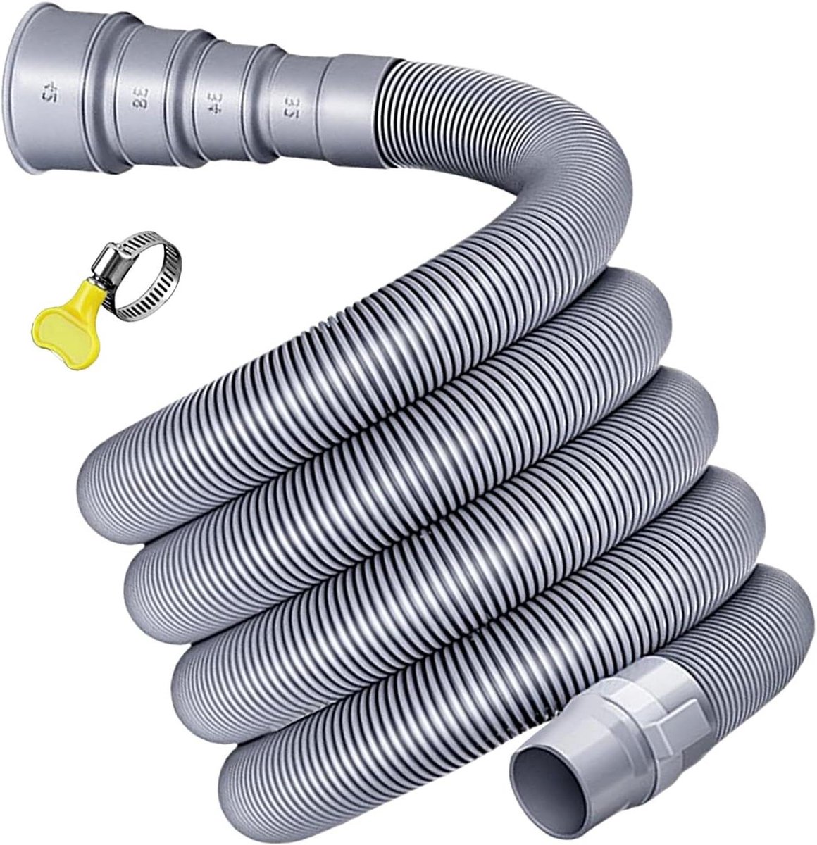 Afvoerslang - Flexibele slang Camperafvoer - Afvalwater afvoeren - Lekvrije verbindingen - 3 tot 5 meter - Grijs