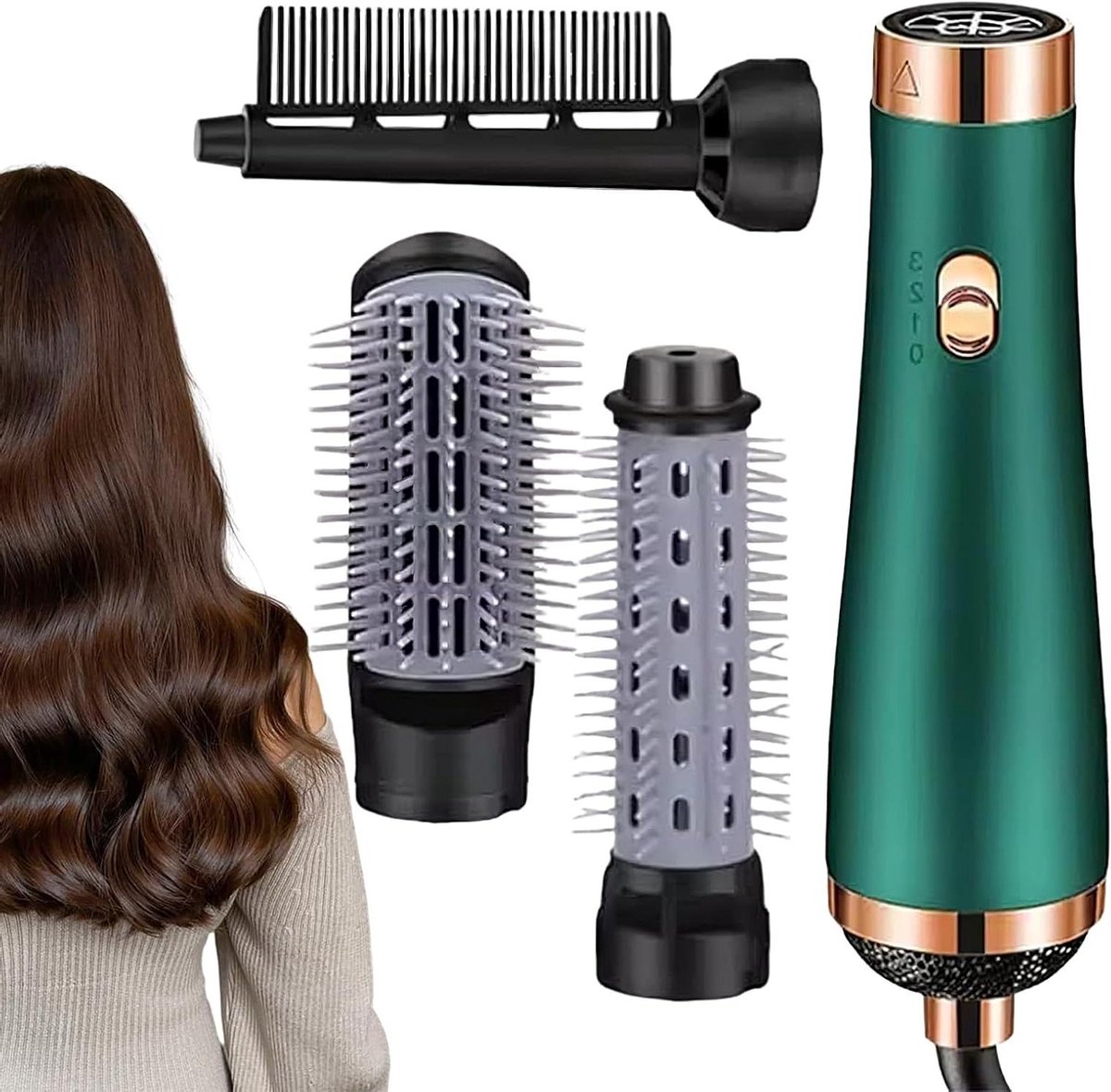 Luchtstyler Haardroger - Heteluchtborstel Multi-styler - Haar Stijlen - Gelijkmatige Warmteverdeling - 22 x 4 cm - Zwart
