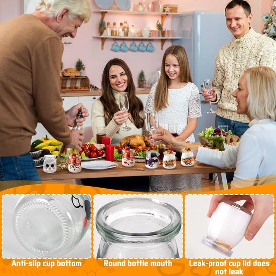 Yoghurtglazen met deksel - Glazen potjes - Lekkernijen bewaren - Luchtdichte afdichting - 12 stuks 150/100 ml - Doorzichtig — afbeelding 4