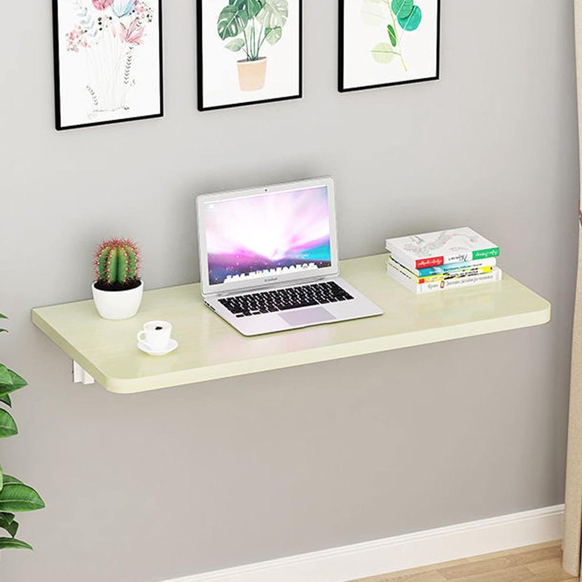 Vouwbureau - Wandbureau Laptoptafel - Ruimtebesparend Werken - Verdikt Tafelblad - 50x30cm - Wit
