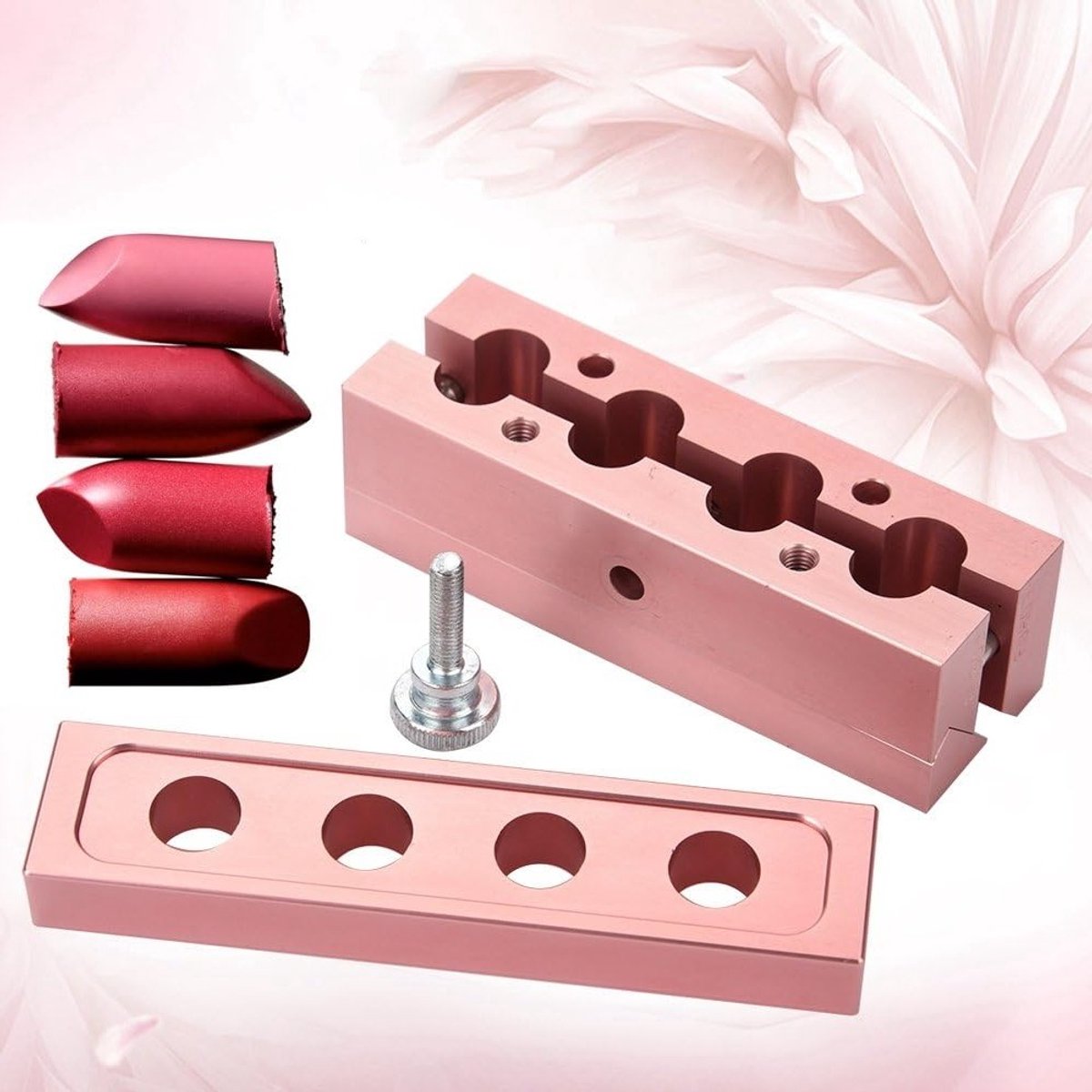 DIY Lipstick Maken: Aluminium Mold voor Lip Balm met 4 Holes, Perfecte Tool Kit voor Zelfgemaakte Lippenstift en Lippenbalsem