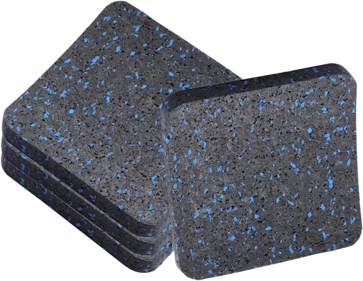 Loopband Matten - Vloerbeschermers - Apparatuur Dempen - Anti-Vibratie Constructie - 4 Stuks - Zwart/Blauw