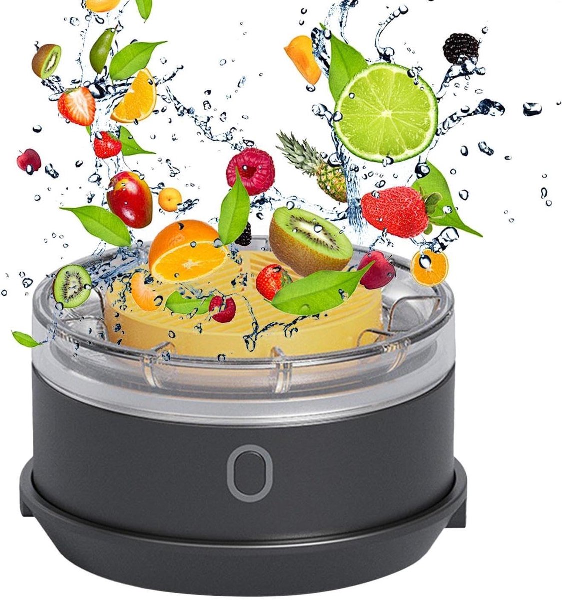 Fruit Reiniger - Groente Wasmachine - Voedsel Reinigen - Waterionen Zuivering - 15x15x13 cm - Zwart