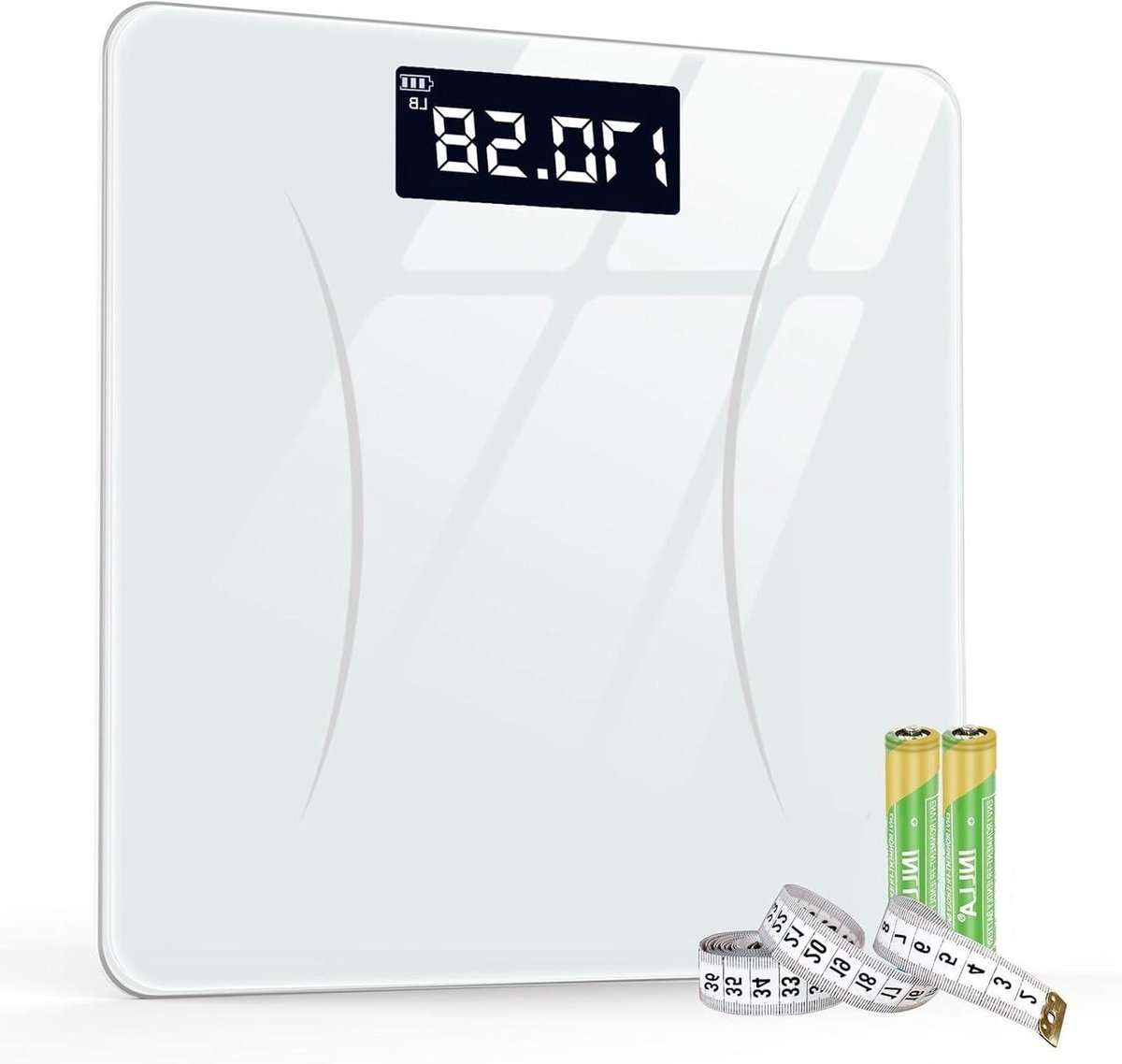 Digitale Personenweegschaal - Lichaamsweegschaal Weegschaal - Gezondheid Monitoren - Vier Precisiesensoren - 26x26cm - Wit