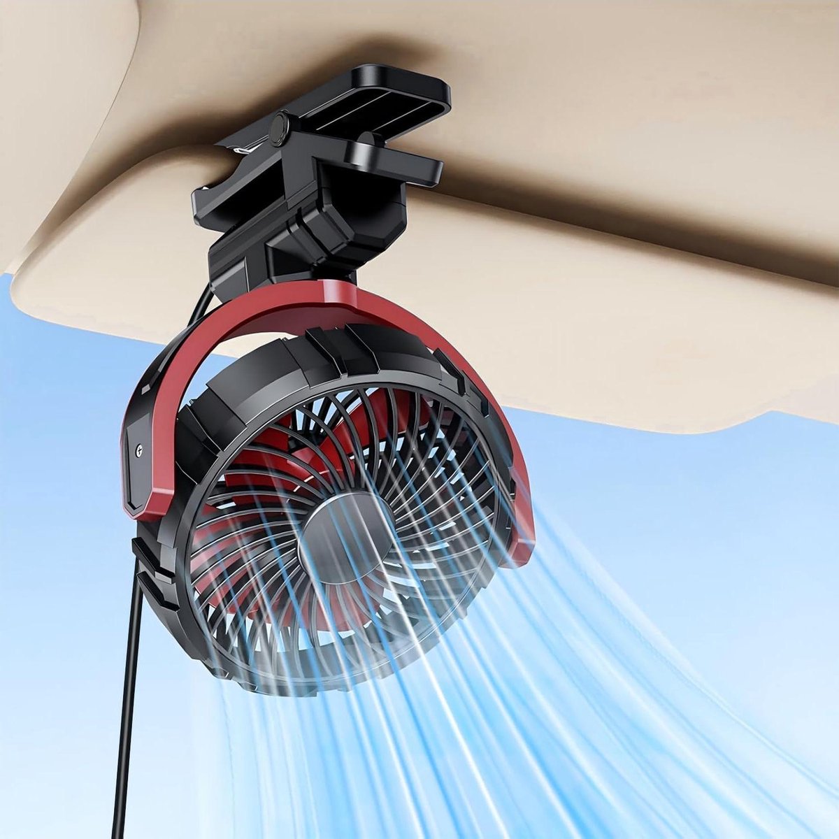 Clip-on ventilator - Tafelventilator USB - Persoonlijke verkoeling - 360 graden draaibaar - 24 x 15 x 5 cm - Zwart