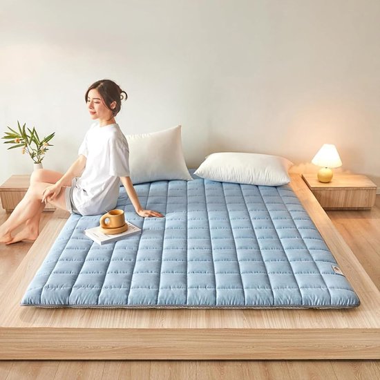 Opvouwbare Futonmatras - Logeermat Opklapbed - Ruimtebesparend Slapen - Dikke Ademende Vulling - 80 x 190 cm - Grijs — afbeelding 4