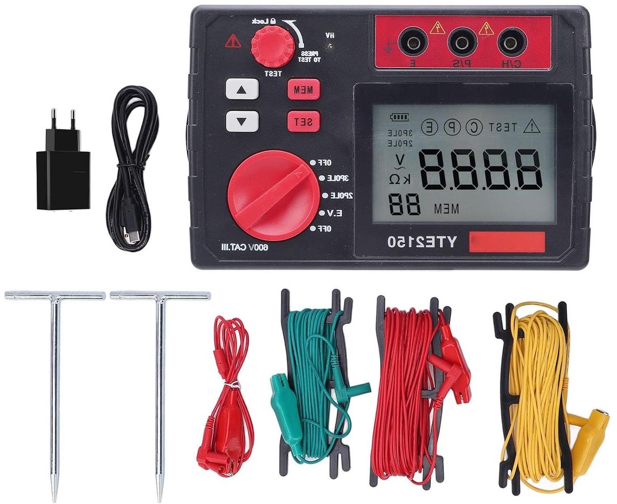 Isolatietester - Megaohm-meter Ohm-meter - Elektrische Tests - Vochtbestendig Ontwerp - 100 Data Groepen - Grijs