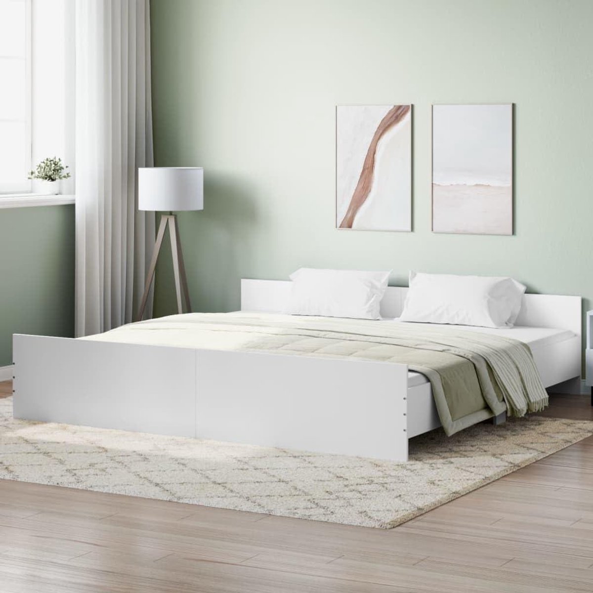 Bedframe met hoofdbord - Slaapkamer meubel - Goede nachtrust - Stevig houten frame - 180 x 200 cm - Wit