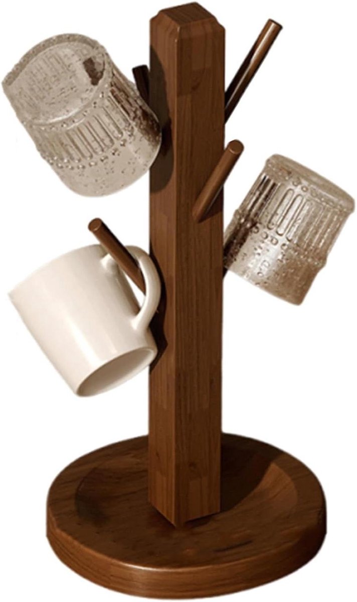 Mok opbergrek - Theekophouder - Keuken organiseren - Houten constructie - 325 x 15 cm - Bruin