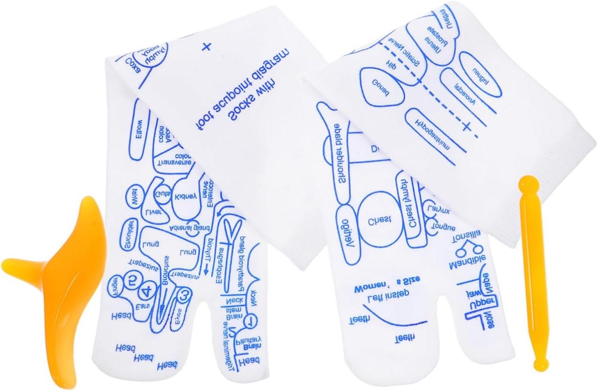 Voetmassage Sokken - Reflexologie Set - Voet Ontspanning - Inclusief Tools - 315 cm Lengte - Gemengde Kleur