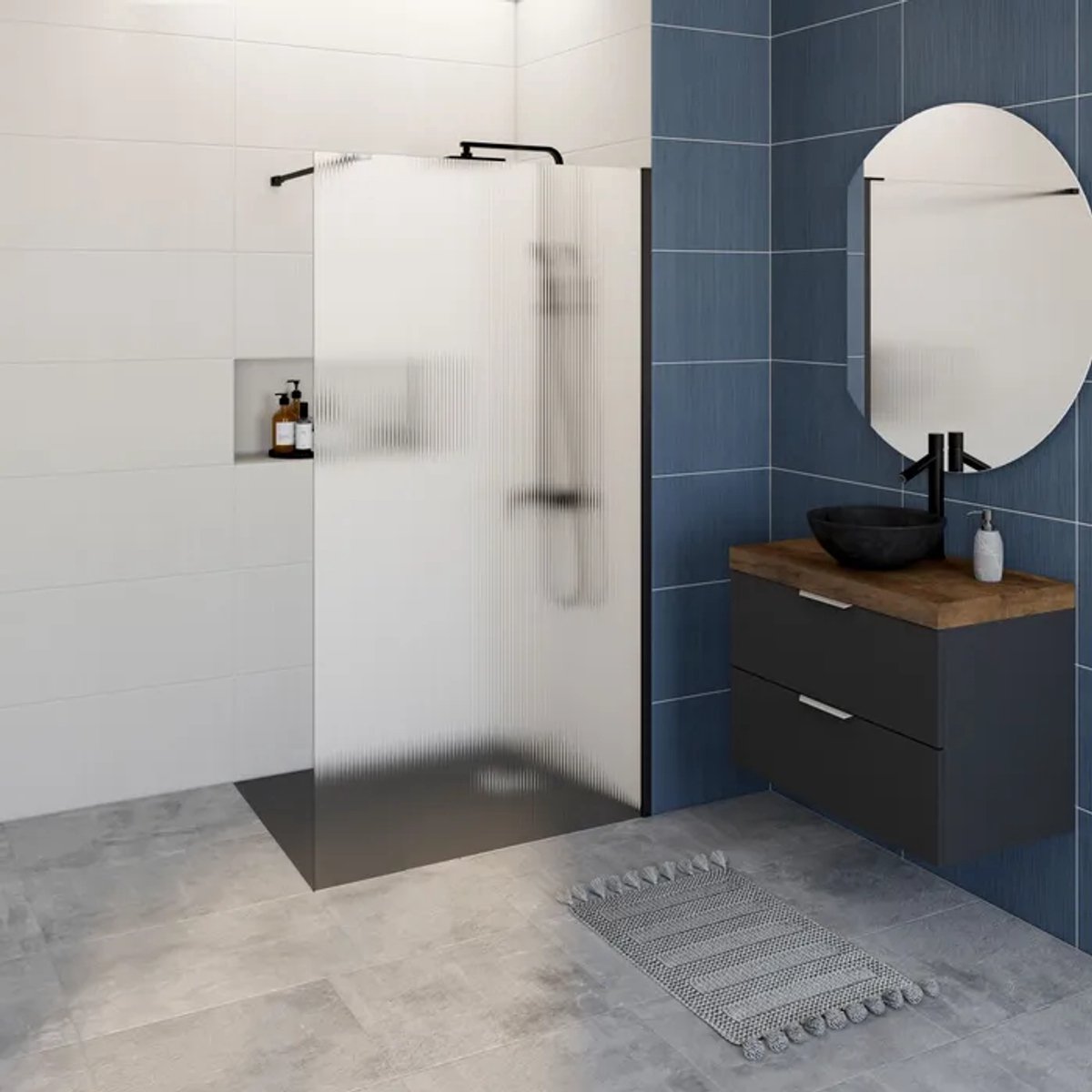 Allibert GIA WALK IN douchewand met geribbeld glas 120x200cm