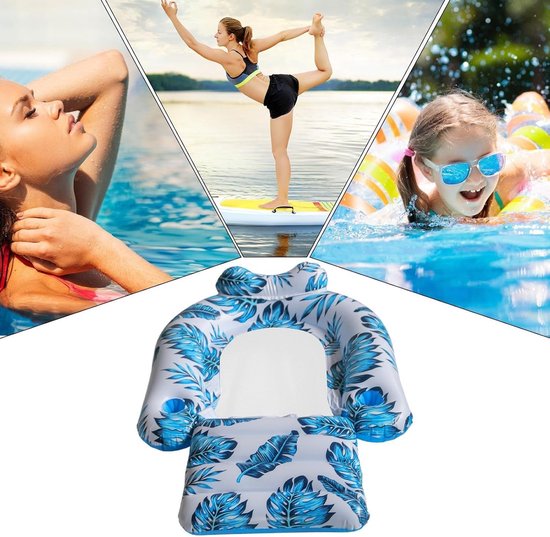 Opblaasbare Zwembad Drijver - Luchtbed Water - Ontspannen Zonnebaden - Met Twee Bekerhouders - 123x77x27cm - Tropisch Bladpatroon — afbeelding 4