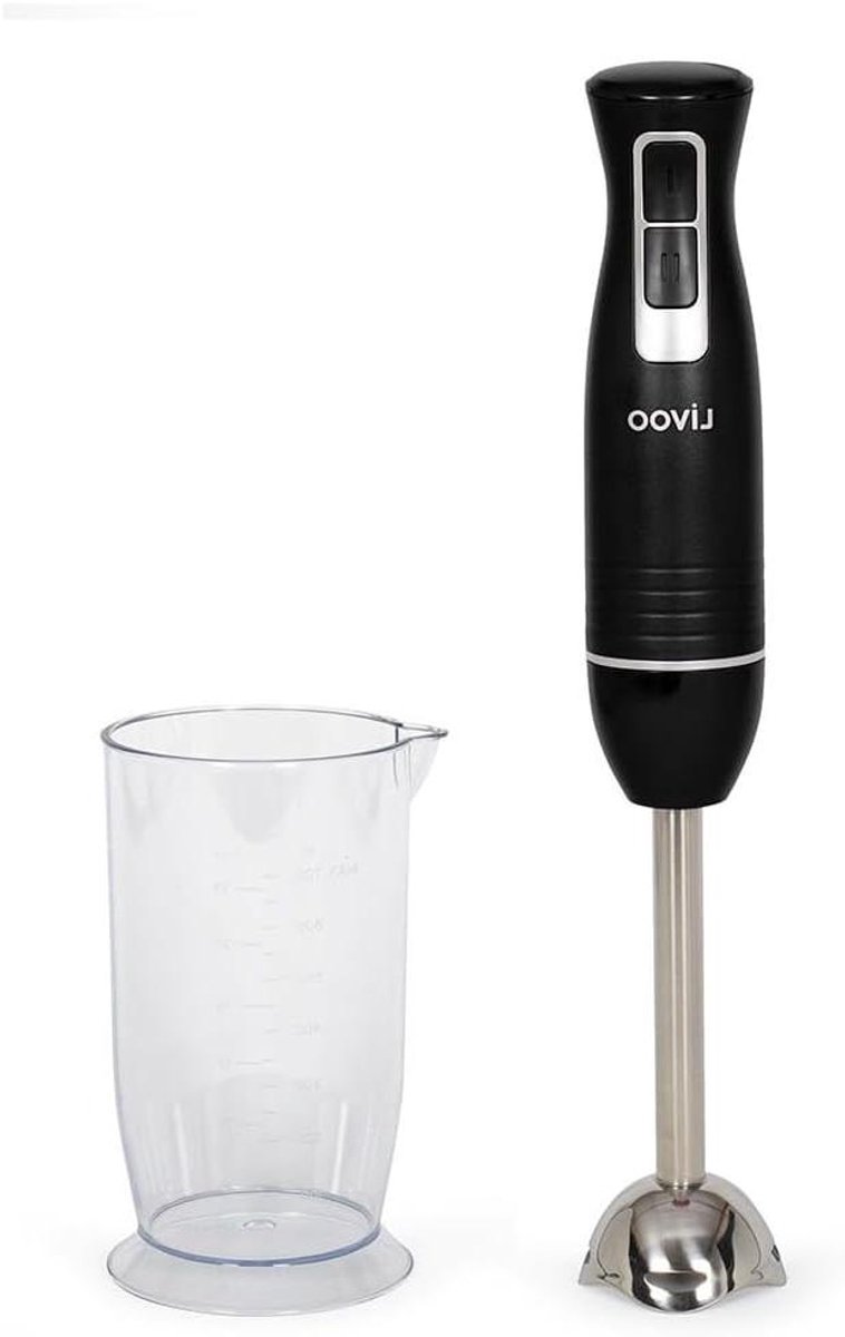Staafmixer met Kom - Handmixer Blender - Culinaire Bereidingen - 2 Roestvrijstalen Messen - 400W - Zwart