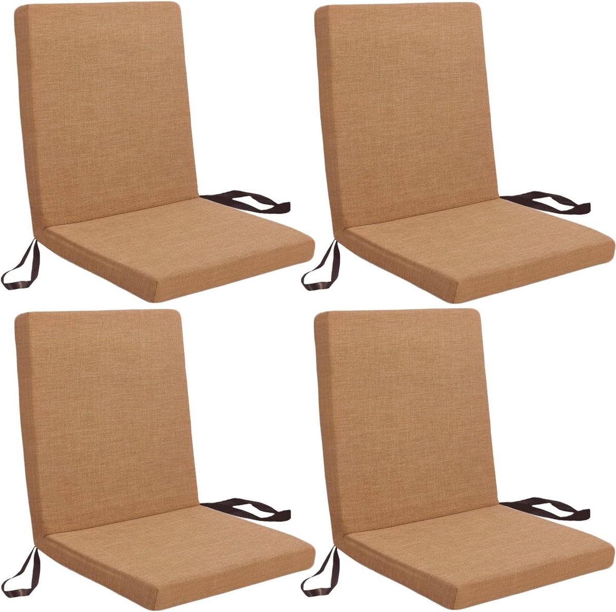 Tuinstoelkussens Hoge Rug - Ligstoelkussens Terraskussens - Buiten Zitten - Afneembare Banden - 4 stuks 118x48x5cm - S7