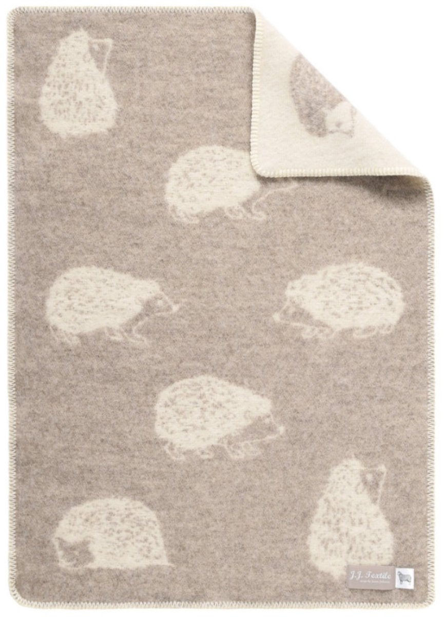 JJ Textile Wollen Babydeken - HEDGEHOG (Bruin) 65x90cm - Wieg Ledikant