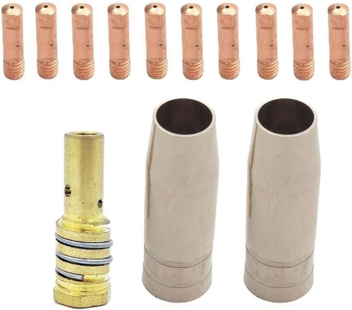 Lasmondstuk Verbruiksartikelen - MIG MAG Onderdelen - Metaal Bewerken - All-in-One Kit - 13 Stuks - Zilver Koper