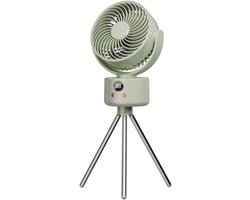 Oplaadbare campingventilator – Tafelventilator – Met afneembare standaard – Digitaal display – 3 snelheidsstanden – USB-opladen & driepootstandaard – Voor binnen en buiten – Lichtgewicht & draagbaar – Groen