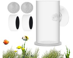 Aquarium Voederbuis - Garnalen Voeder Dispenser - Gericht Voeren - Met Zuignap - Medium - Transparant