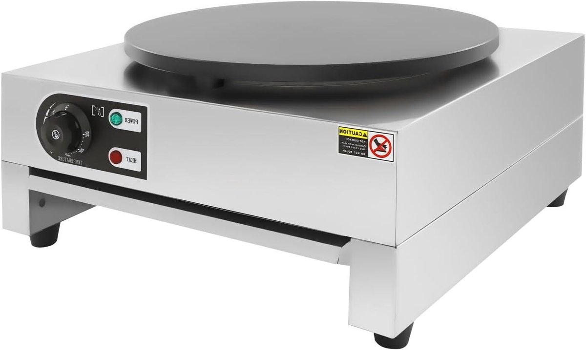 Crêpemaker Elektrisch - Pannenkoekenapparaat Wafelmachine - Lekkere Crêpes Maken - Grote Verwarmingsplaat - 40 cm Diameter - Grijs