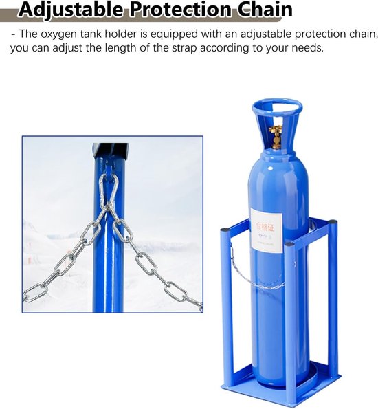 Cilinder Rack - Tank Houder - Veilige Opslag - Verstelbare Ketting - Voor 1-6 Cilinders - Blauw — afbeelding 4